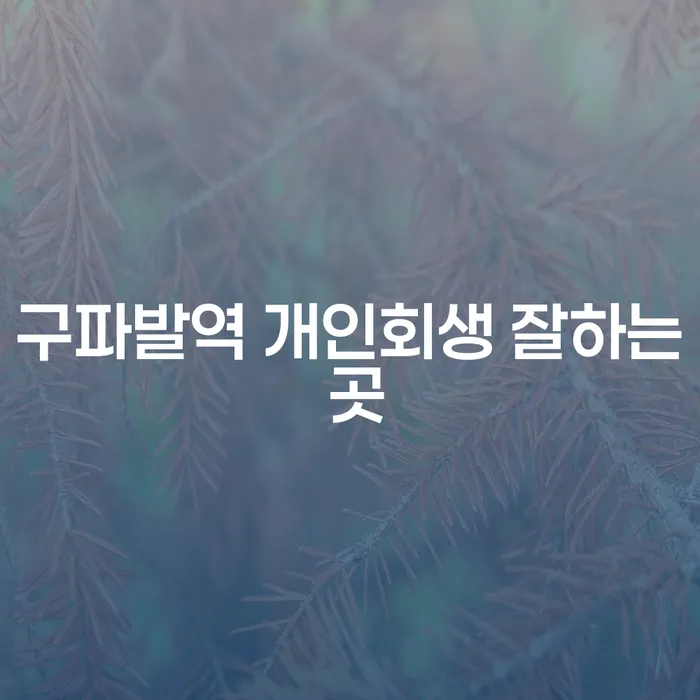 구파발역 개인회생 잘하는 곳