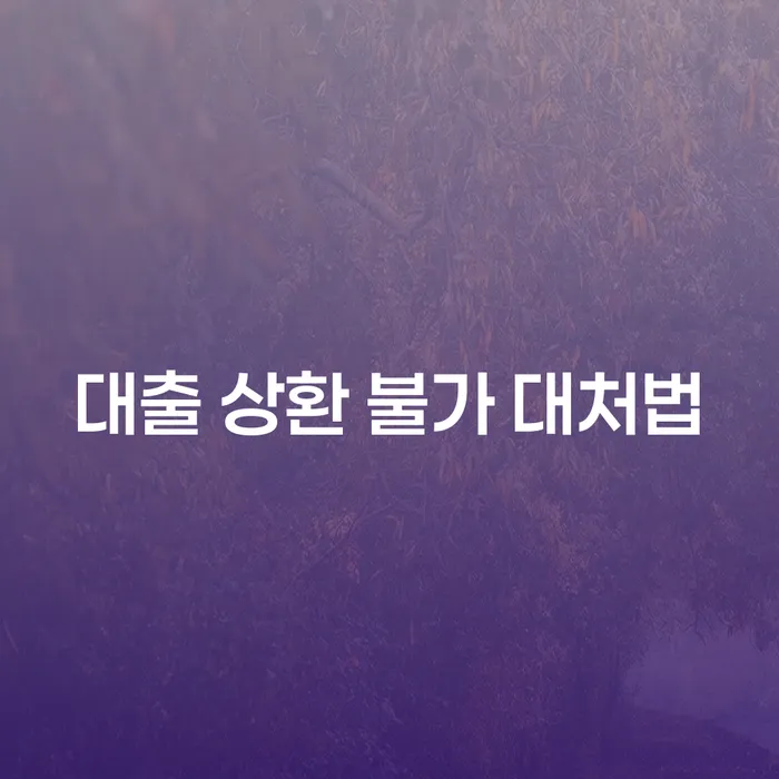 대출 상환 불가 상황에서 어떻게 대처해야 할까요?